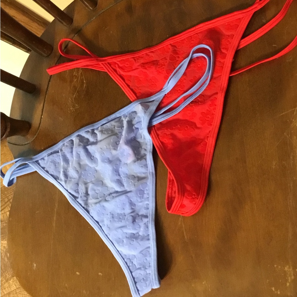 PINK Victoria's Secret Red and Blue String Thongs XXL